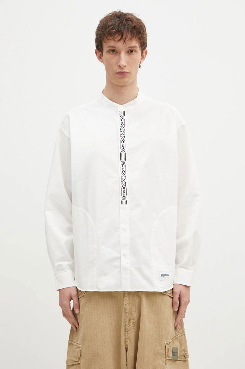 Skjorta Neighborhood NEIGHBORHOOD Regular Fit Band Collar Shirt Vit | 242AQNH.SHM04