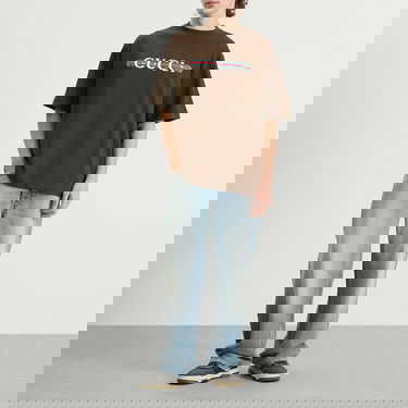 T-shirt Gucci Men's Interlocking Logo Heavy Cotton T-Shirt Size Large Brun | 798115-XJHDG-2240, 4