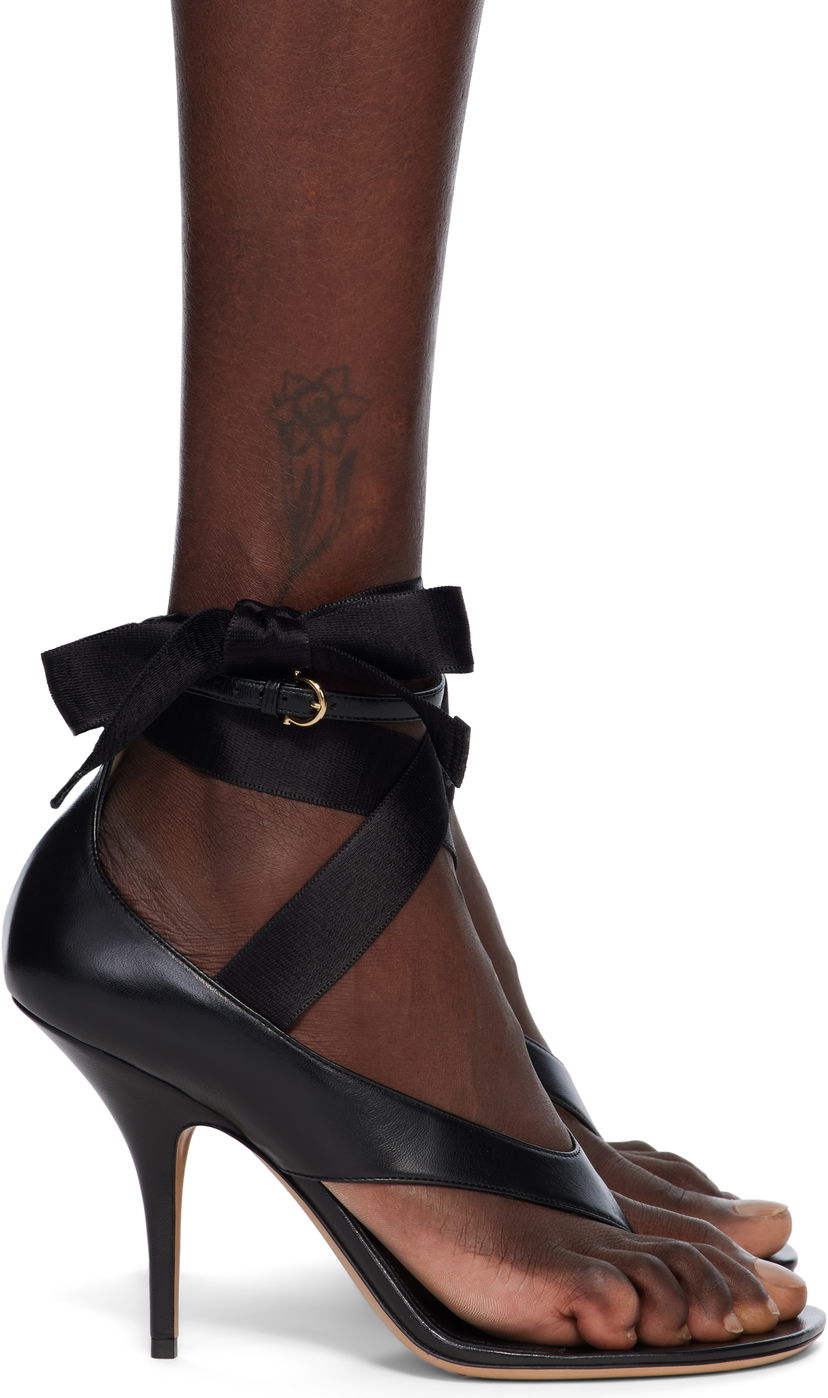 Tillbehör FERRAGAMO Ferragamo Ribbon Heeled Sandals Svart | 782343