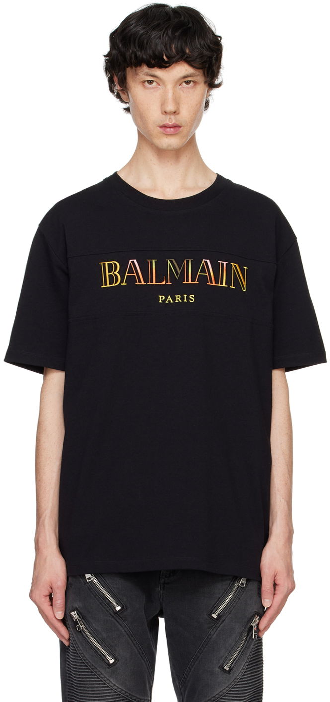 T-shirt Balmain Embroidered T-shirt Svart | DH0EG006BC81