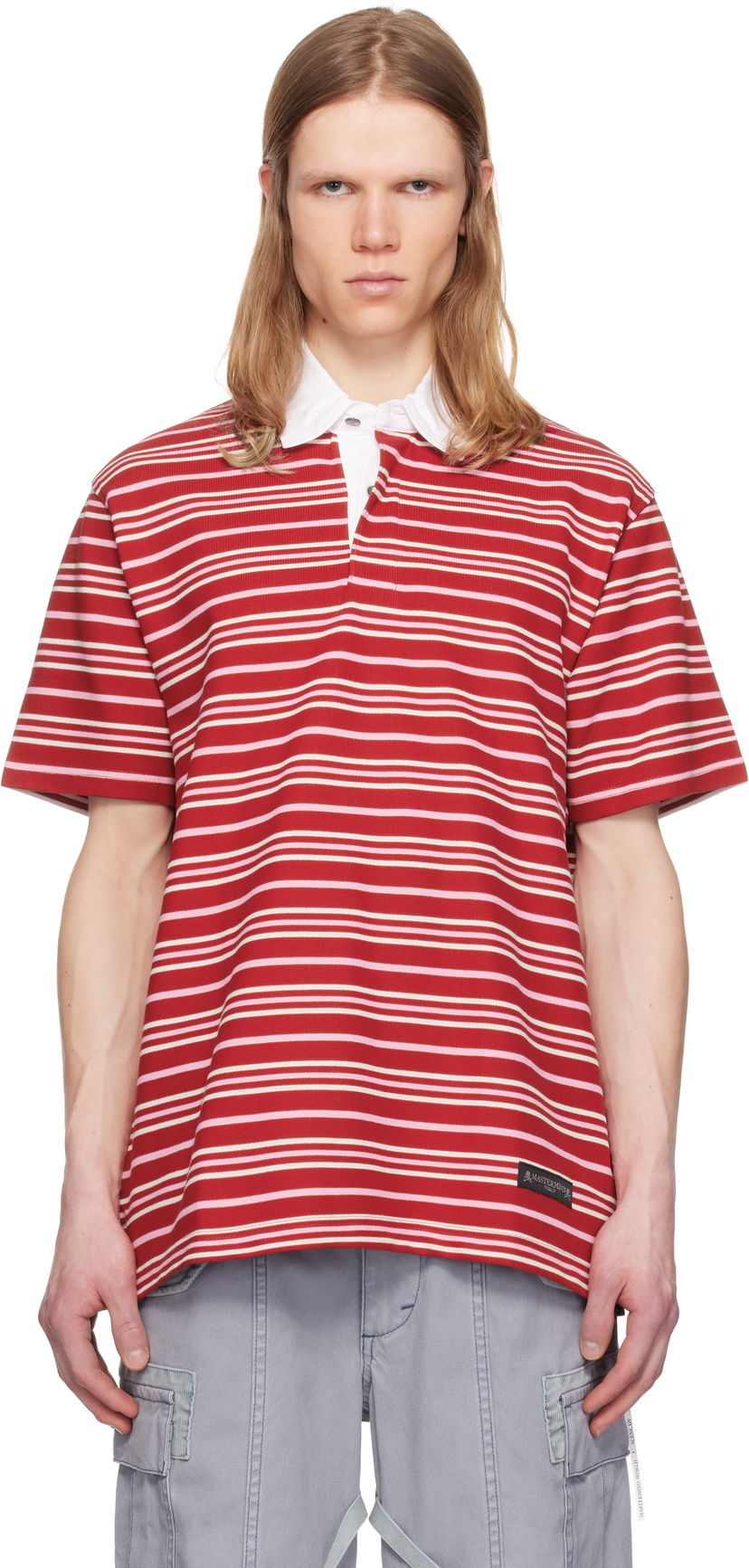 Polotröja Mastermind WORLD MASTERMIND WORLD Short Sleeve Striped Rugby Polo Röd | MW25S14-TS014-019
