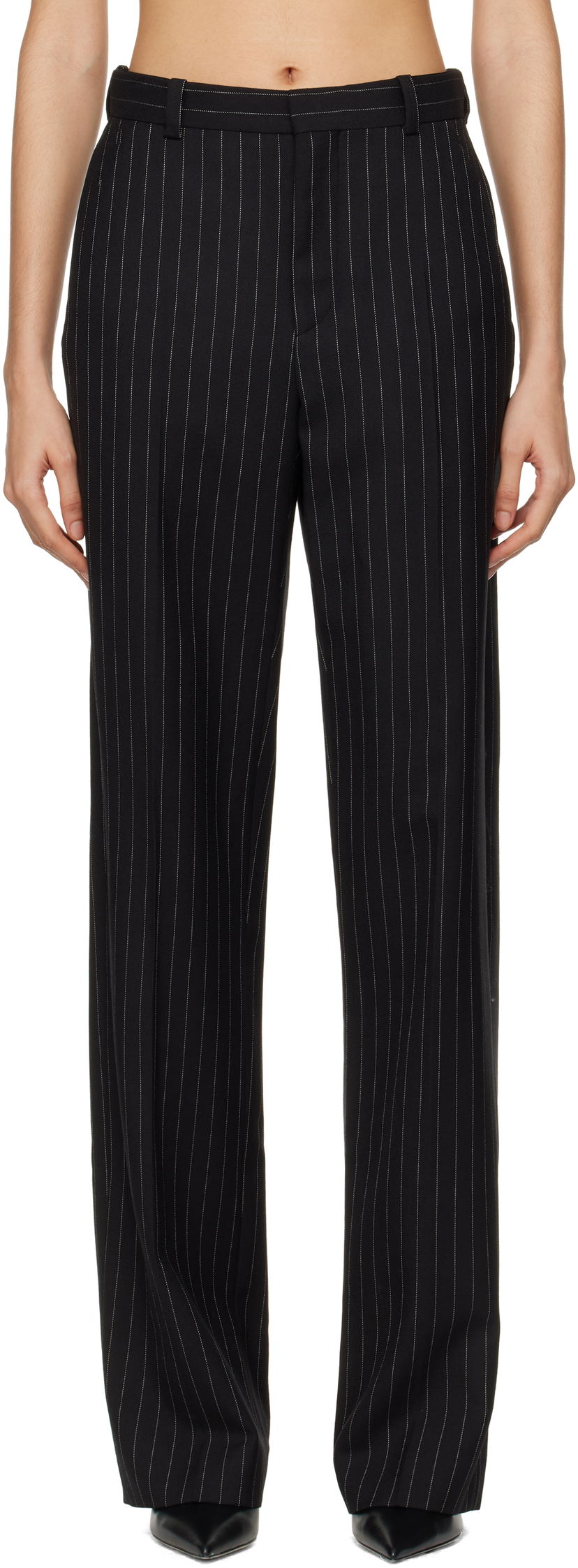 Byxor WARDROBE.NYC Straight Leg Pinstripe Trousers Svart | W2214F24PS
