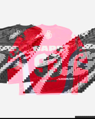 Jersey BAPE Jacquard Relaxed Fit Ice Hockey Jersey with 93 and Lightning Bolt Details Röd | 1L80111313 RED, 0