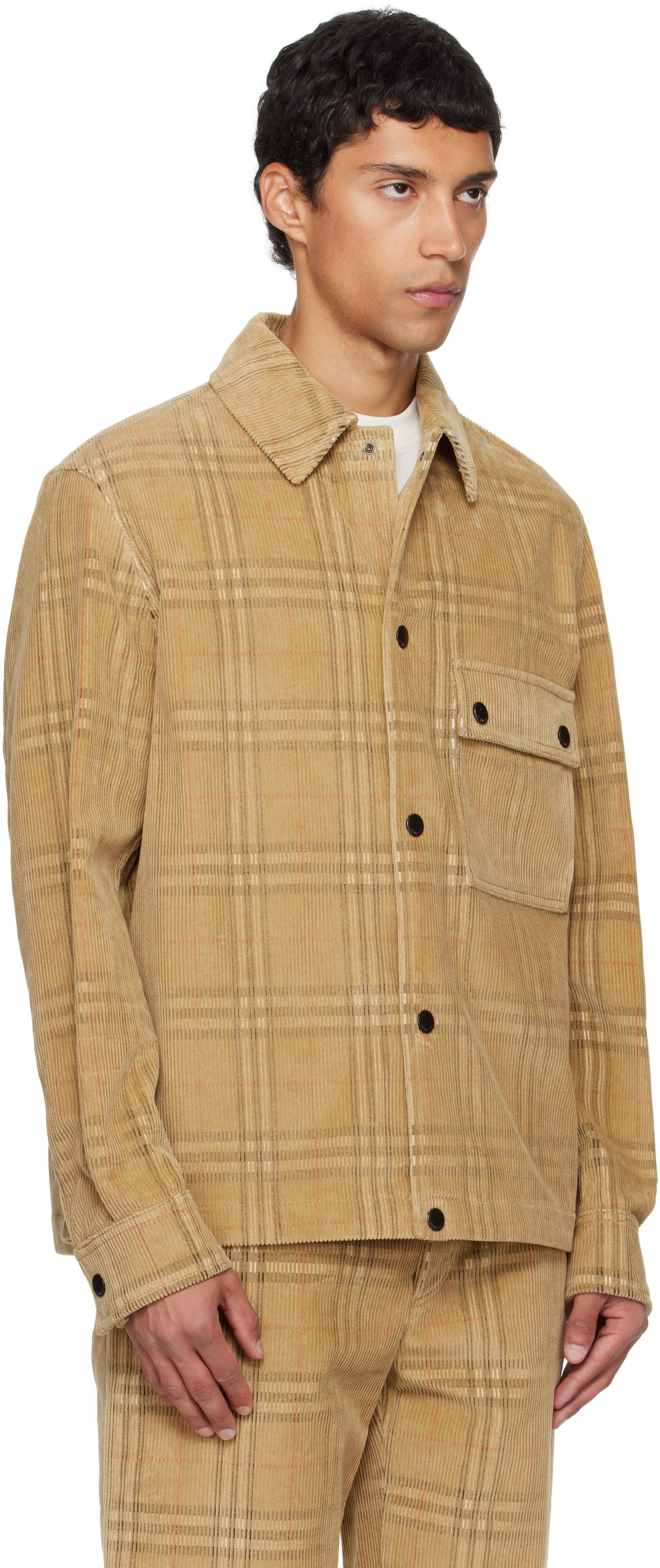 Skjorta Burberry Burberry Check Corduroy Overshirt Beige | 8113164, 1