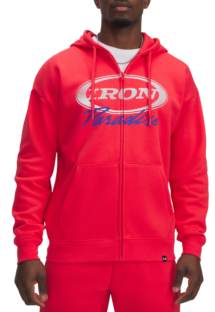 Sweatshirt Under Armour Project Rock Icon Fleece Full-Zip Hoodie Röd | 1389914-989