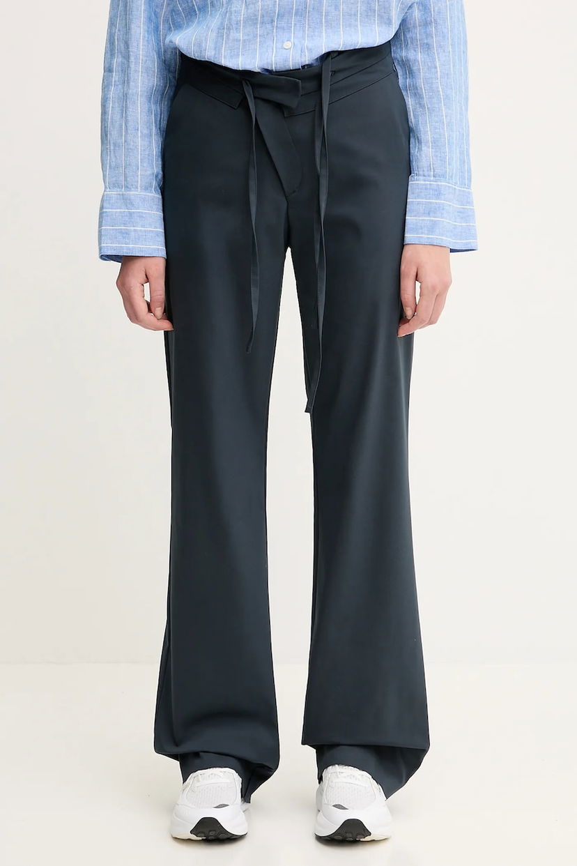 Byxor Ottolinger Ottolinger Double Fold High Waist Flare Pants Mörkblå | 123.201723.01