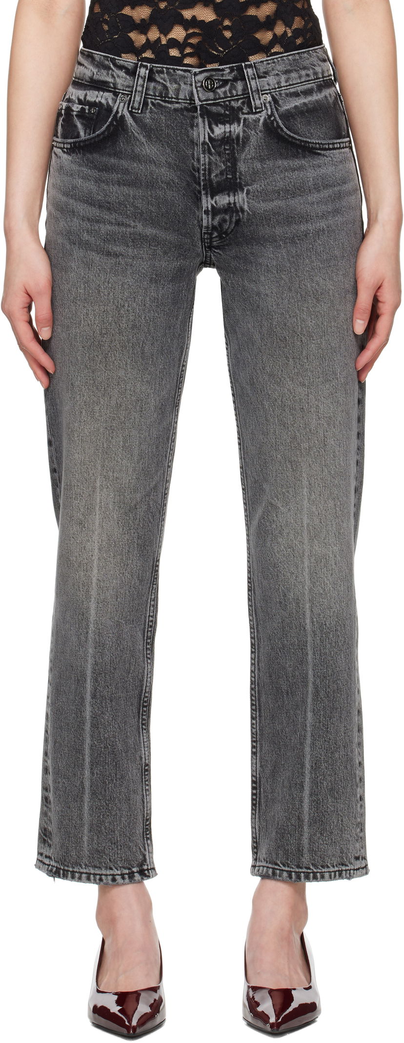 Jeans Anine Bing Anine Bing Kate Straight-Leg Jeans Grå | A-06-11158-WHG6