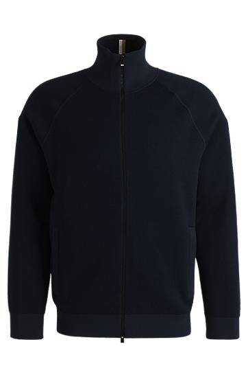 Bomberjacka BOSS Cotton-blend Zip-up Cardigan Mörkblå | 50519629