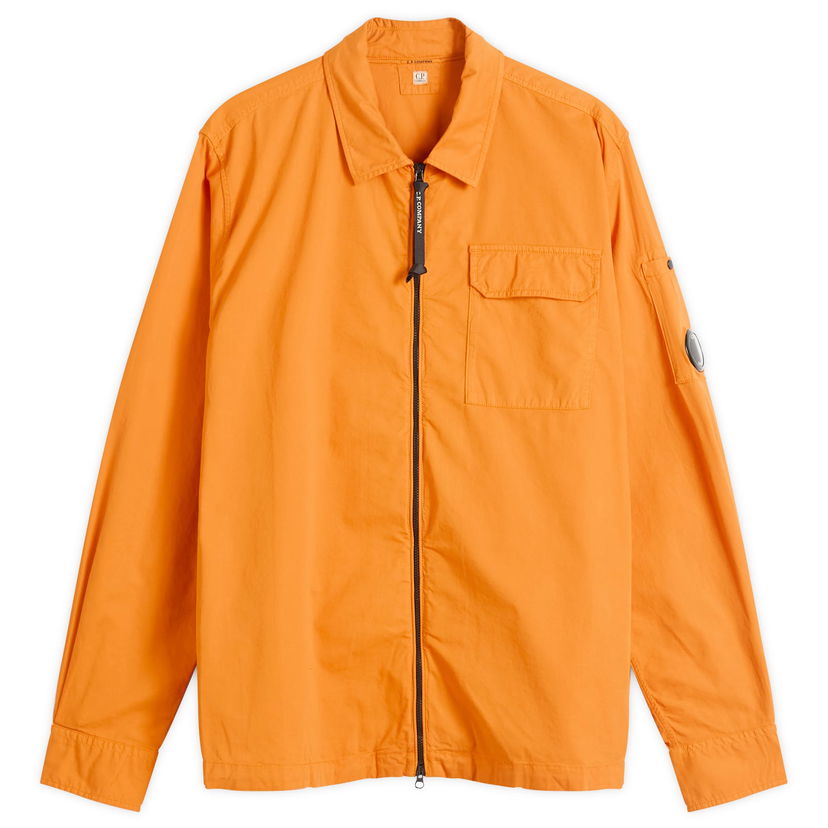 Skjorta C.P. Company C.P. Company Men's Organic Gabardine Zip Overshirt, Size Large Orange | 19CMOS705A-110143G-434