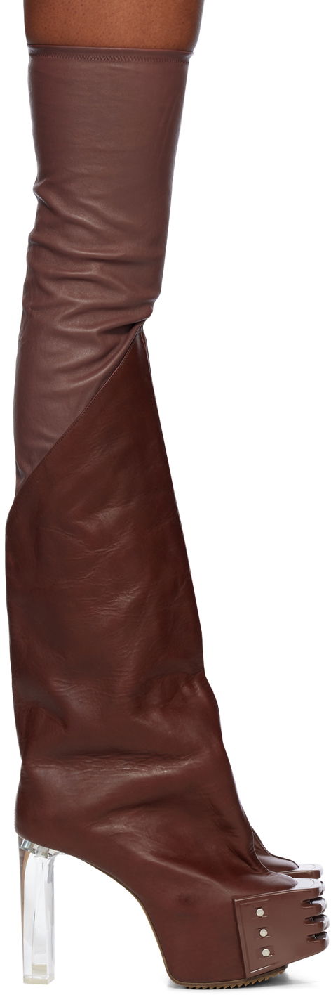Kläder Rick Owens Rick Owens Rhino Grilled Kiss Platform Boots Brun | RP02D3841 LSGEG0
