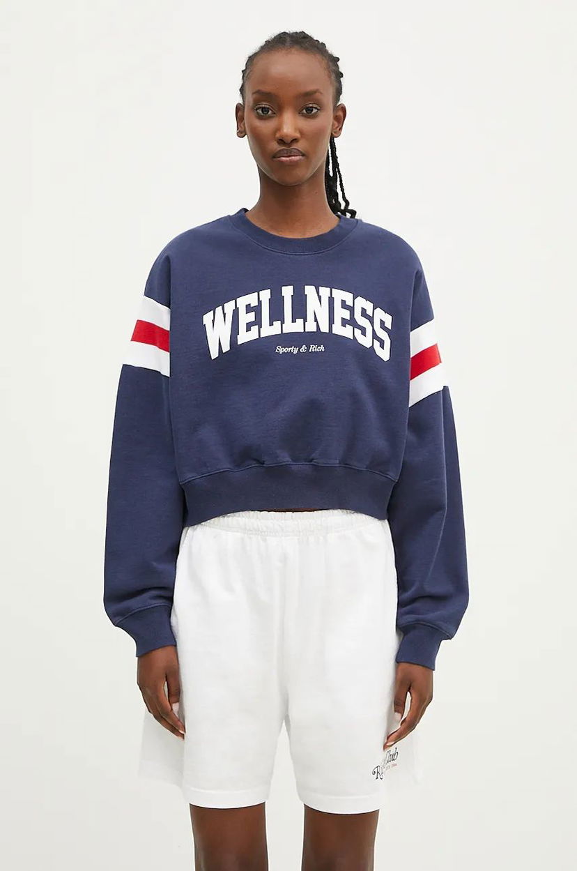 Sweatshirt Sporty & Rich Wellness Ivy Print Crop Sweatshirt Blå | WS058S406WN