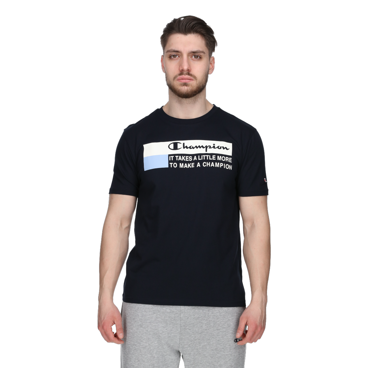 T-shirt Champion Crewneck T-Shirt with 'Champion' Slogan Print Mörkblå | 221501-BS501, 0