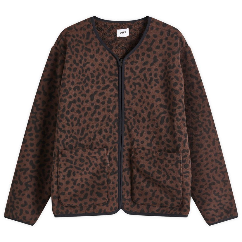 Jacka OBEY Brown Leopard Print Fleece Liner Jacket Brun | 221800431
