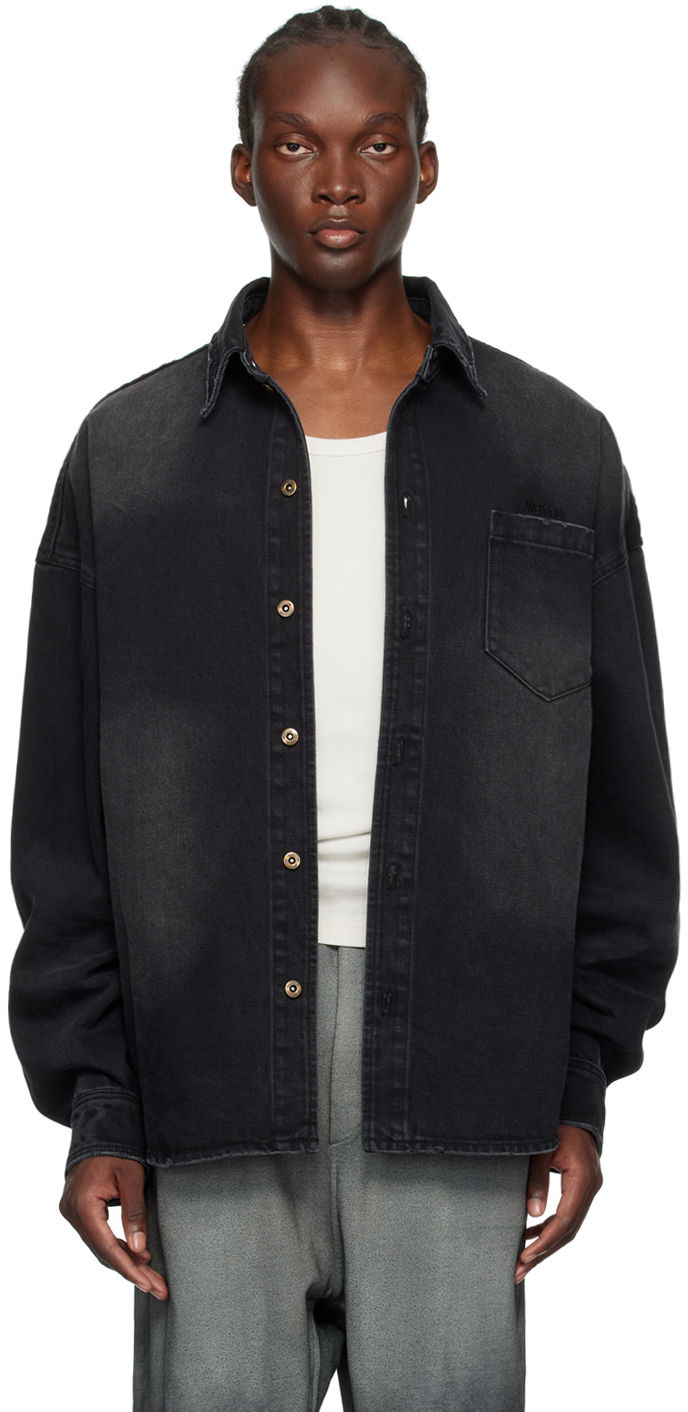 Skjorta We11done Distressed Denim Shirt Svart | WD-DB2-24-354-U-BK