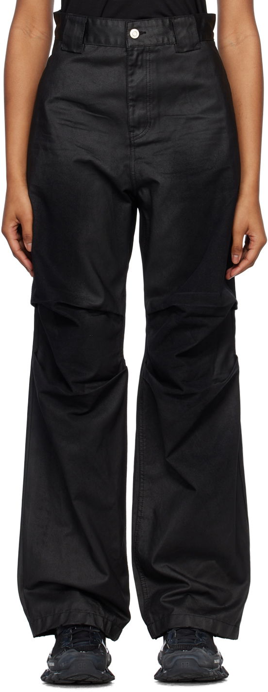 Cargo byxor We11done We11done Tuck Straight Leg Jeans Svart | WD-DP1-23-383-W-BK