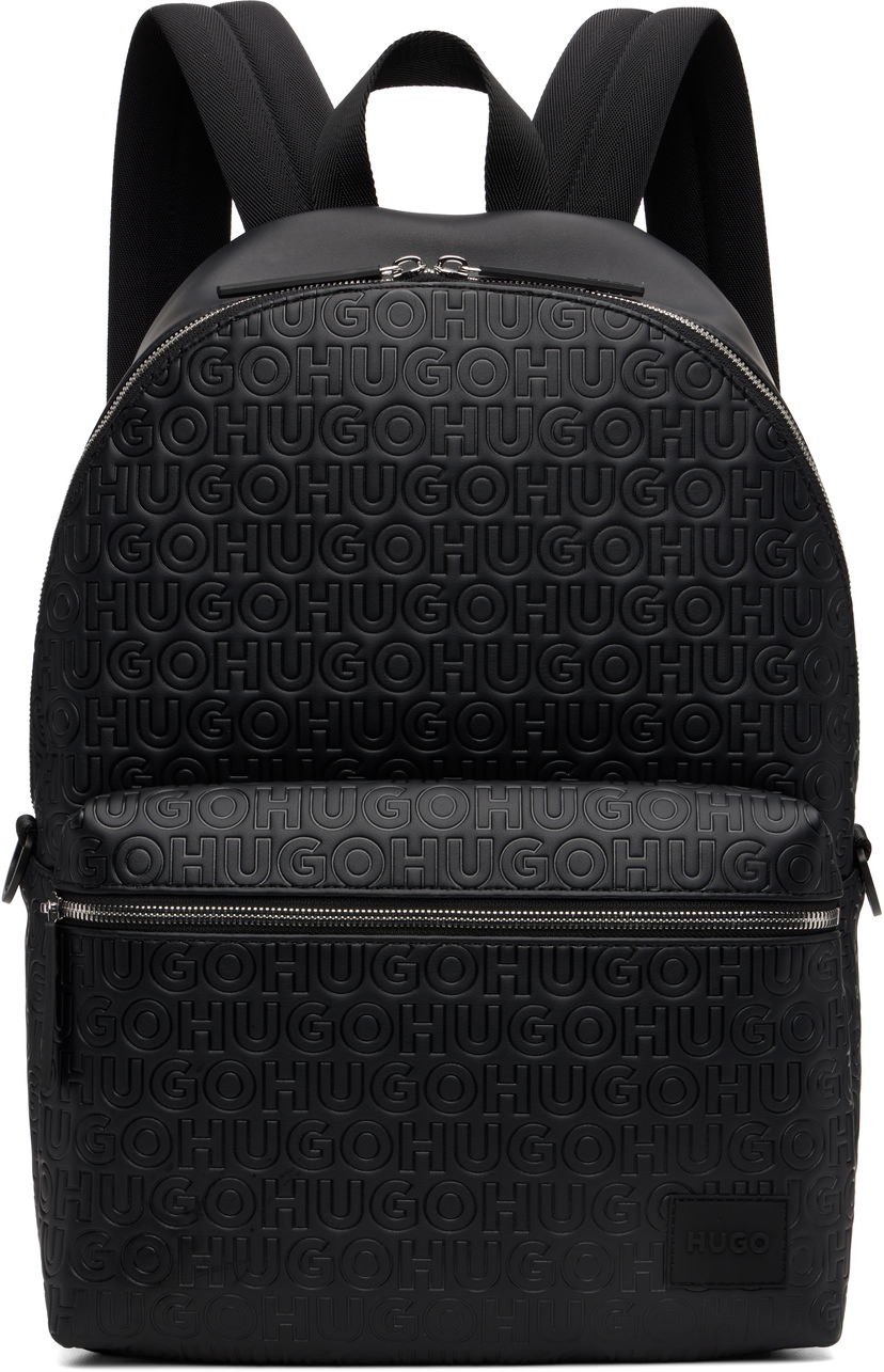 Ryggsäck BOSS Hugo Embossed-Logo Faux-Leather Backpack Svart | 50552901