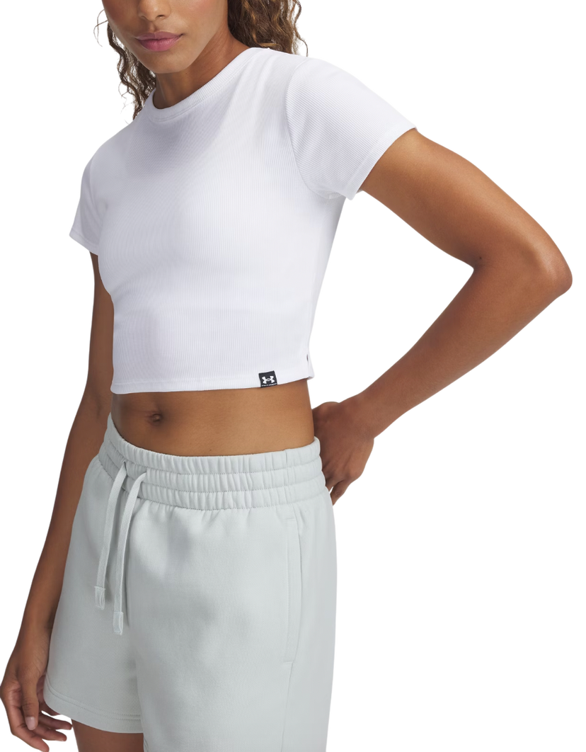 Crop top Under Armour Under Armour Rival Rib Cropped T-Shirt Vit | 6000264-100
