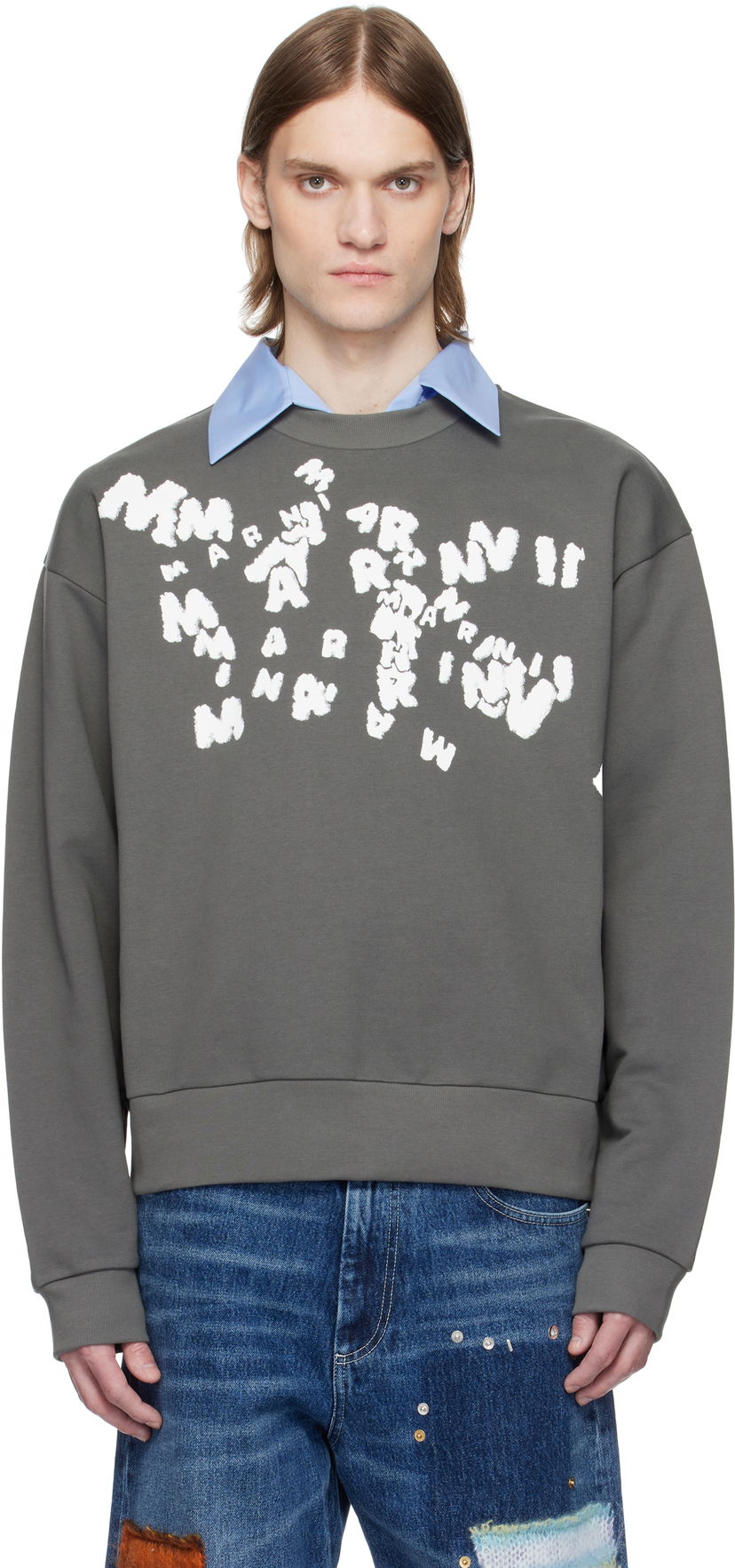 Sweater Marni Marni 'Marni' Caos Logo Sweatshirt Grå | FUMU0074PU USCX48