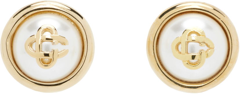 Örhängen Casablanca Casablanca Pearl Logo Stud Earrings Vit | APF25-JW-094-01