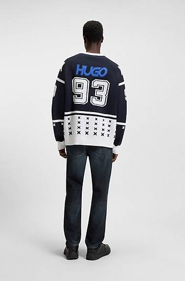 Jeans BOSS Tapered-Fit Stretch Denim Jeans Blå | 50541586, 1