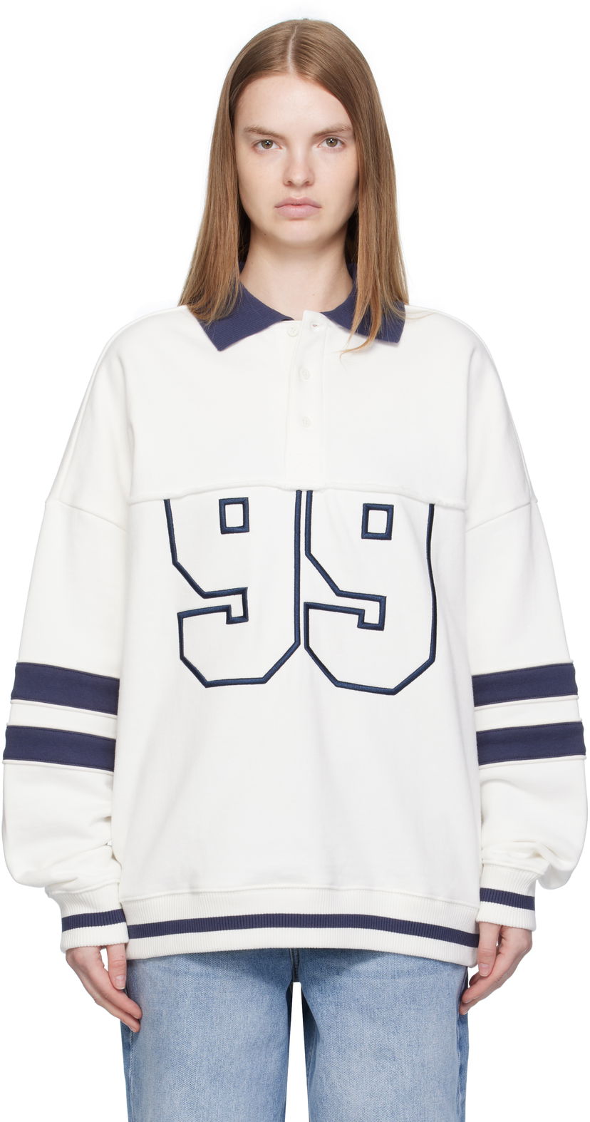 Sweatshirt Ksubi Ksubi '99' Boyfriend Polo Sweatshirt Vit | WFA25FL005