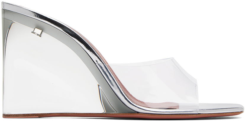 Tillbehör Amina Muaddi Amina Muaddi Lupita Glass Wedge Slippers Metallisk | LUPITA GLASS WEDGE PLEXI WEDGE P