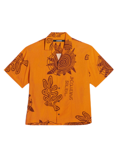 Skjorta Jacquemus La Chemise Jean Summer Sketch Bowling Print Arty Orange | 216SH201-1002-7EE