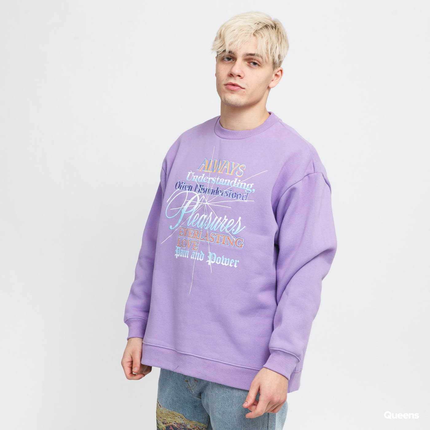 Sweatshirt Pleasures Faith Crewneck Sweatshirt Purpur | P21W027, 0