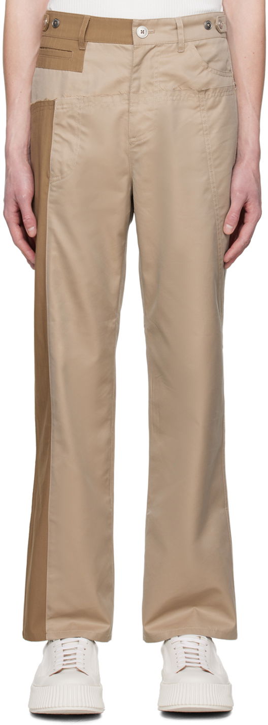 Cargo byxor Feng Chen Wang Feng Chen Wang Paneled Trousers Beige | FUS15TR02