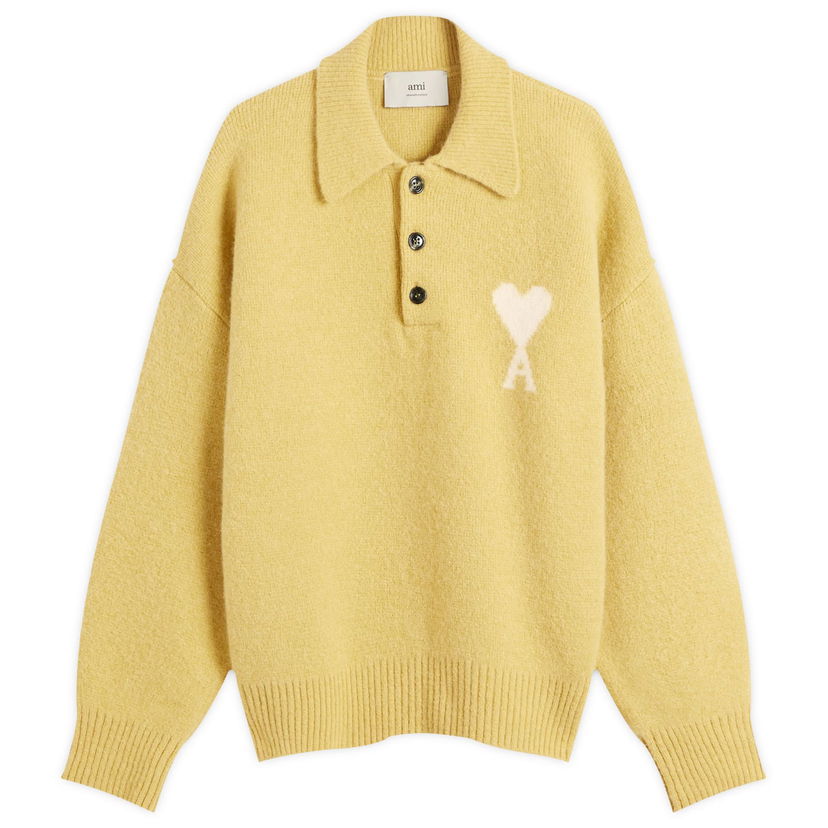 Sweater AMI Alpaca Knit Polo Gul | H25UPL408-KN0135-3993H25