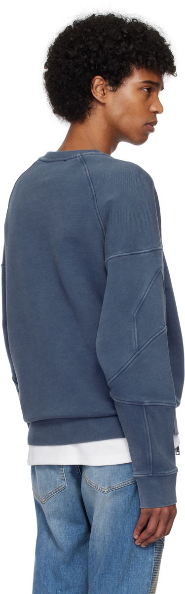 Sweater Balmain Balmain Ribbed Coin Embroidery Sweatshirt Blå | EH1JS007BC89, 2