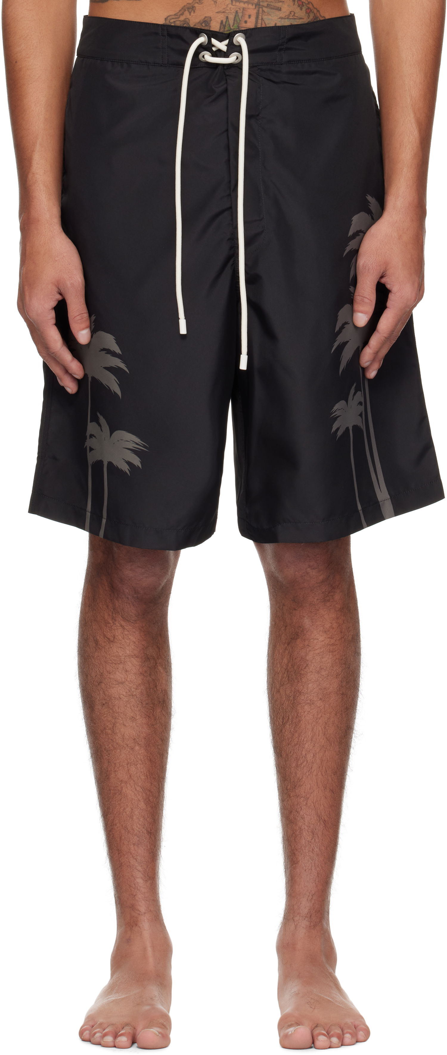 Badkläder Palm Angels Palm Angels Palms Print Swim Shorts Svart | PMFD017S25FAB0031010, 0
