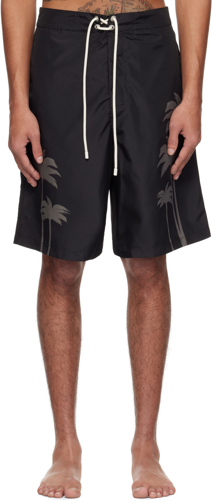 Badkläder Palm Angels Palm Angels Palms Print Swim Shorts Svart | PMFD017S25FAB0031010