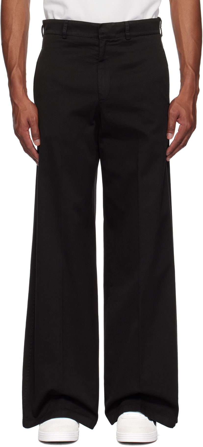 Byxor Palm Angels Wide Leg Trousers Svart | PMCA166F24FAB0011001