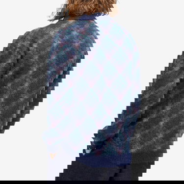 Sweater BEAMS Long Sleeve Jacquard Knit Polo Shirt Blå | 3812-0028-156-79, 3