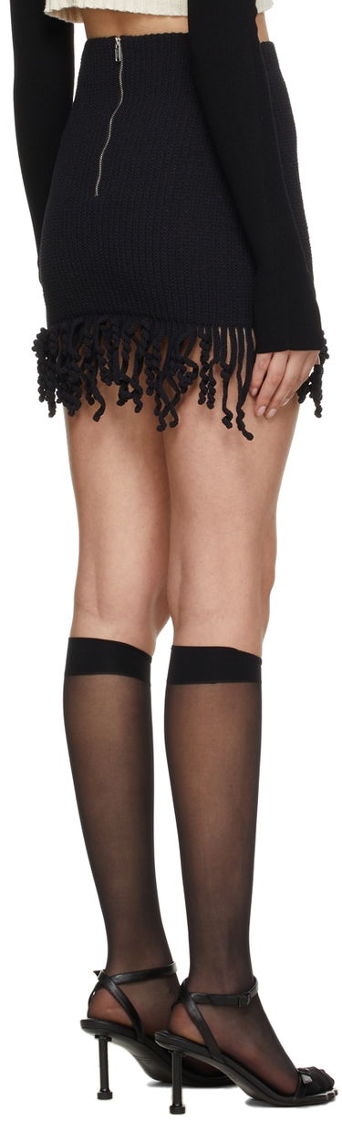 Kjol Dion Lee Cotton Miniskirt with Fringe Svart | A7570S22, 2