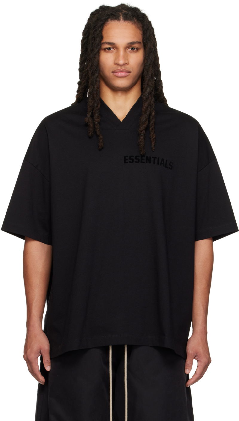 T-shirt Fear of God Fear of God ESSENTIALS V-Neck T-Shirt Svart | 125SP234110F