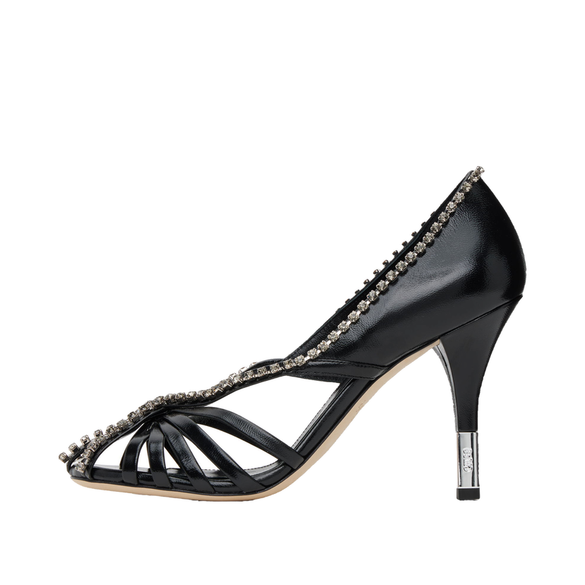 Sneakers och skor CHLOÉ Chloé Leonie Crystal-Embellished Slingback Heels Svart | CHC25S07LPP
