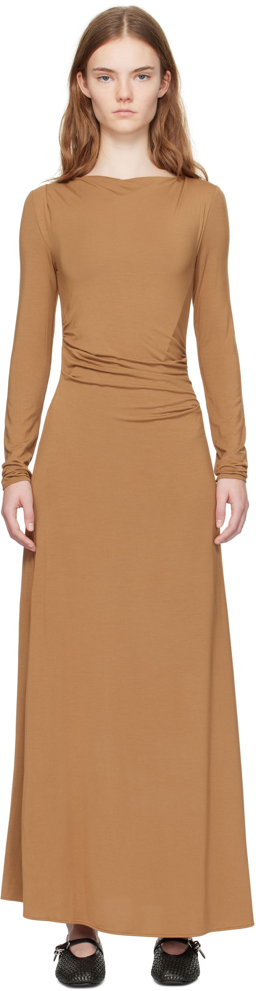 Klä rag & bone rag & bone Luca Draped Maxi Dress Brun | WAC24H3023L923