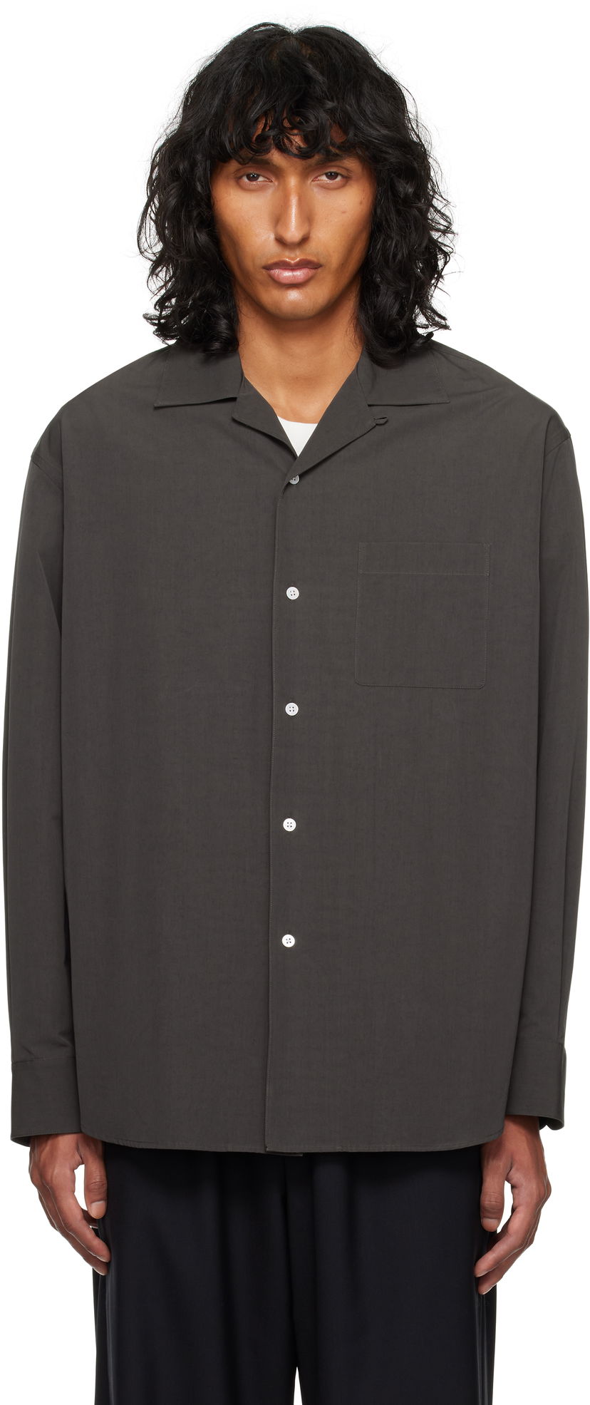 Skjorta The Row Relaxed-Fit Button-Up Collared Shirt Grå | 777-W3495