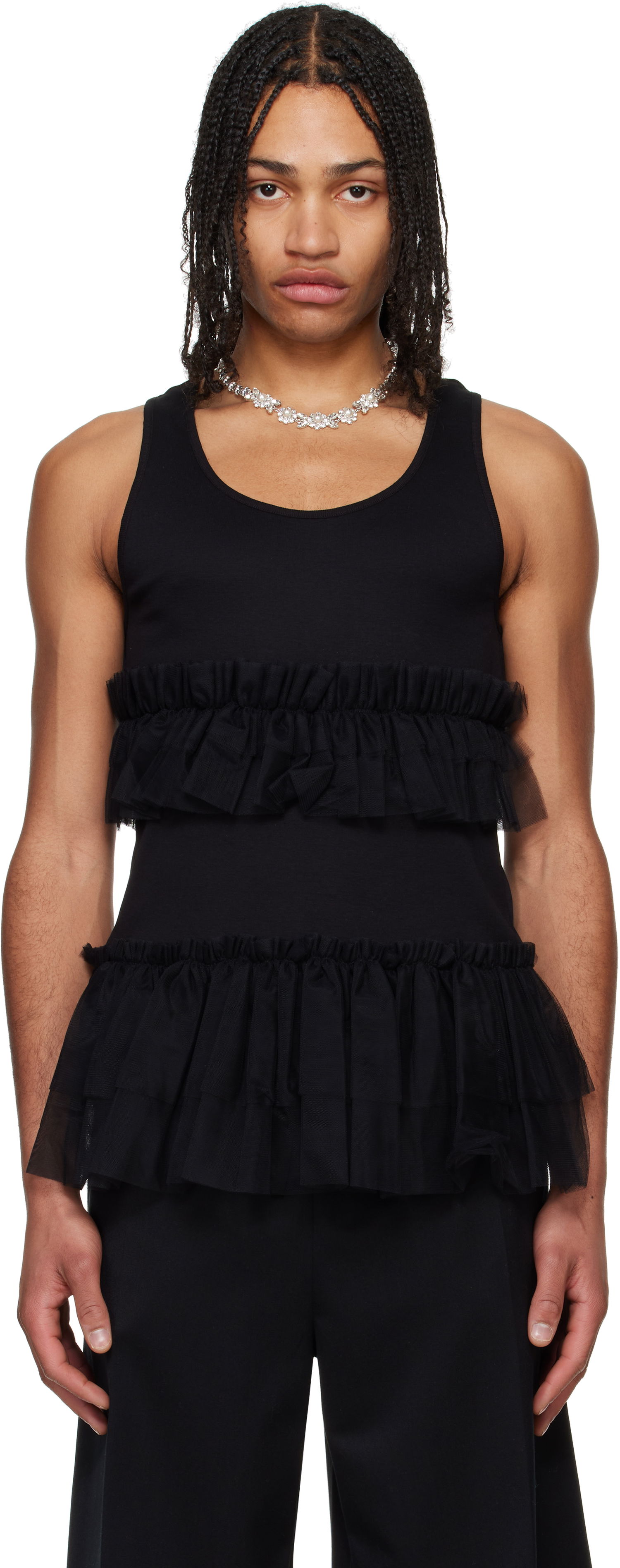 Linne Simone Rocha Simone Rocha Tutu Hem Tank Top Svart | 5334 0553, 0