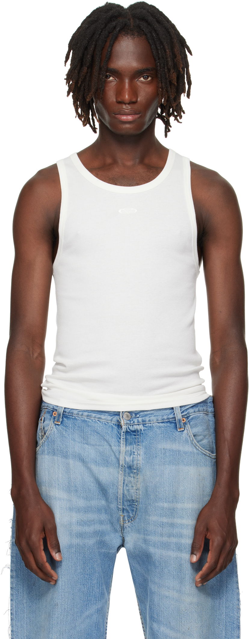 Linne VETEMENTS Vetements Oval Logo Tank Top Vit | MH76TT120W