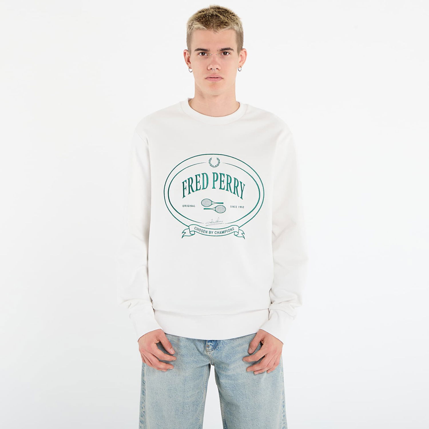 Sweatshirt Fred Perry Fred Perry Chosen By Champions Sweatshirt Vit | M1605 129, 0