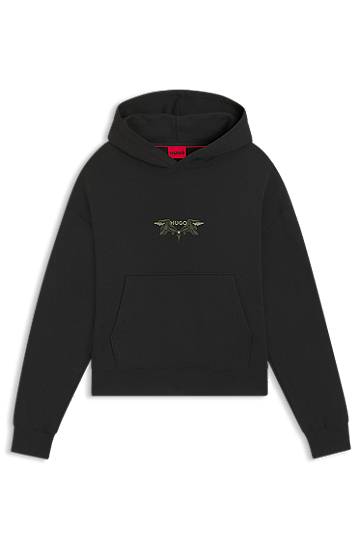 Sweatshirt BOSS Cotton-terry hoodie with embroidered artwork Svart | 50542558