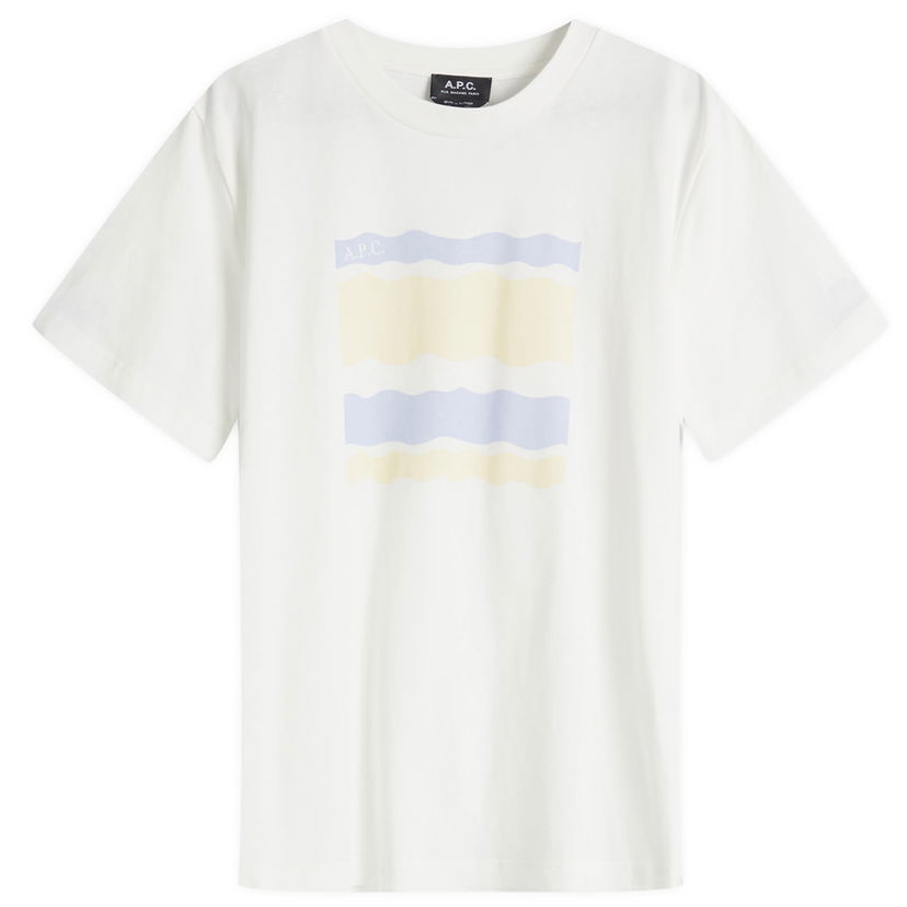 T-shirt A.P.C. A.P.C. Malone Wave Print T-Shirt Vit | COGCK-M26506-ALD