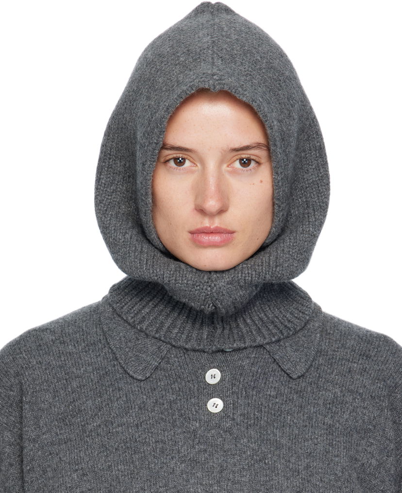 Halsduk &Daughter &Daughter Hand-Knitted Hooded Cowl Grå | HKN03924