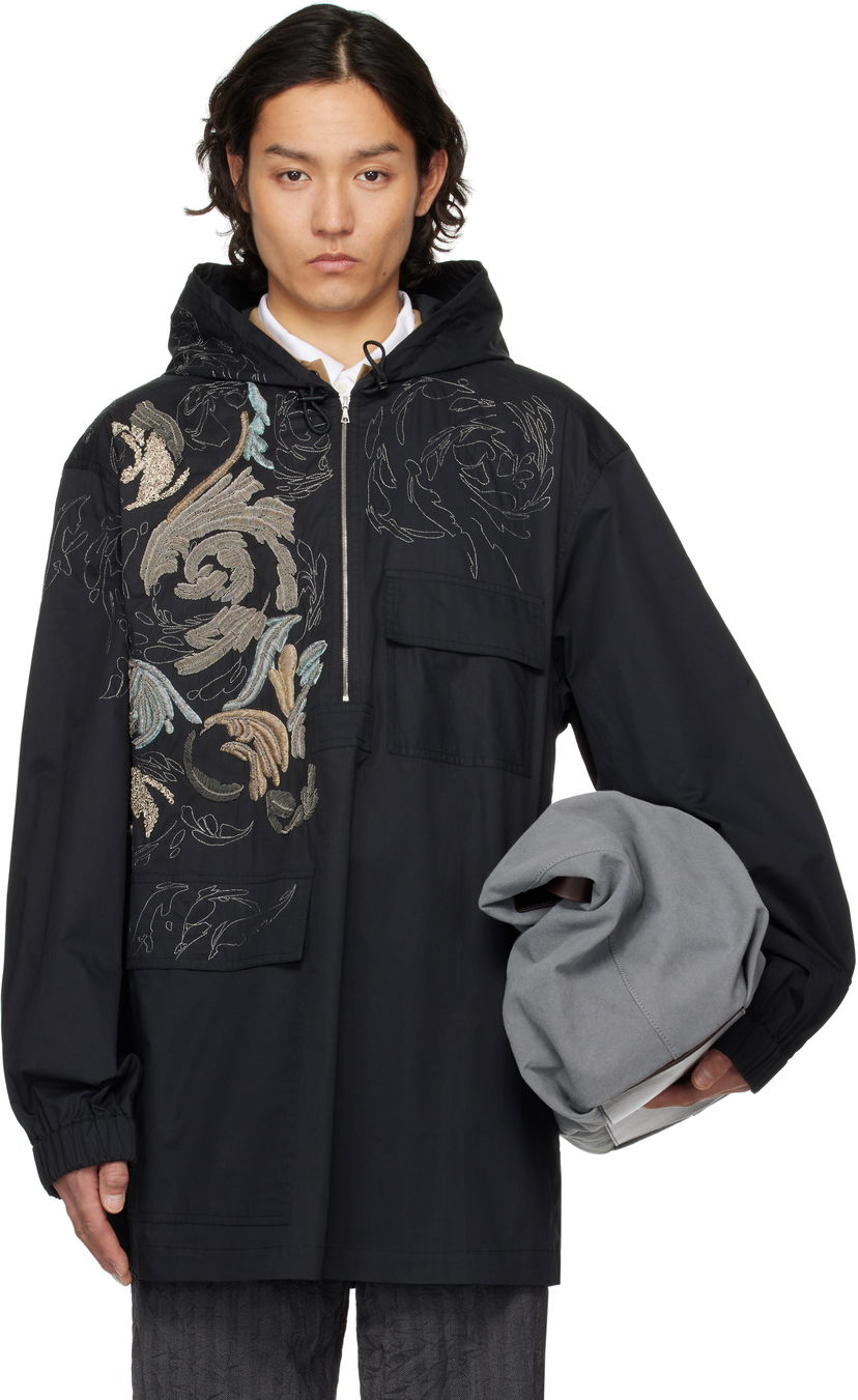 Vindjacka Dries Van Noten Dries Van Noten Embroidered Hooded Anorak Svart | 251-020545-1147