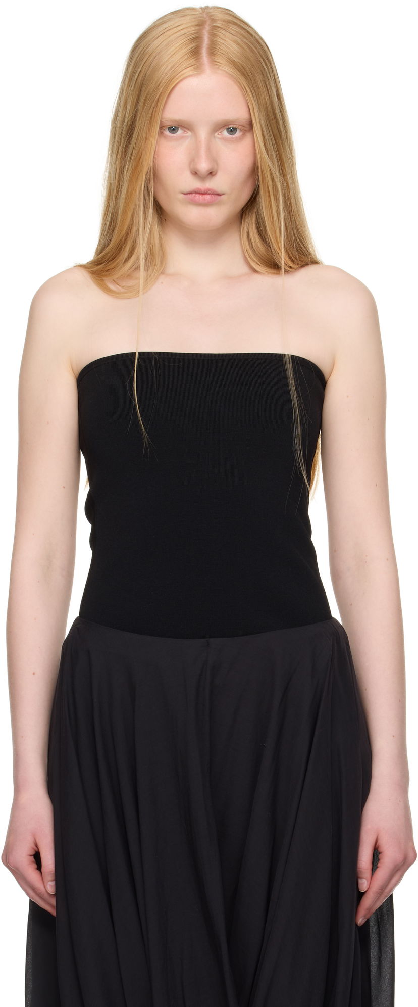 Linne TOTEME TOTEME Compact Knit Tube Top Svart | 253-WRT0575-YA0187
