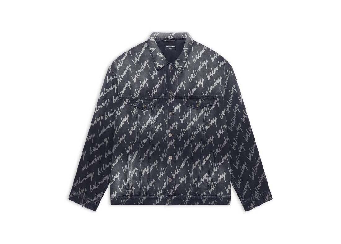 Handväska Balenciaga Allover Logo Oversized Jacket Svart | 681690TMW211052, 0