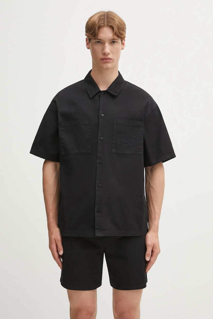 Skjorta Represent Clo Relaxed Short Sleeve Cotton Overshirt with Classic Collar Svart | MLM21482.02